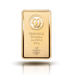 100 gramów Sztabka Złota Mennica Polska
