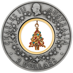 Australia: Santa’s Workshop gilded 2 oz Silver 2025 Antiqued Coin