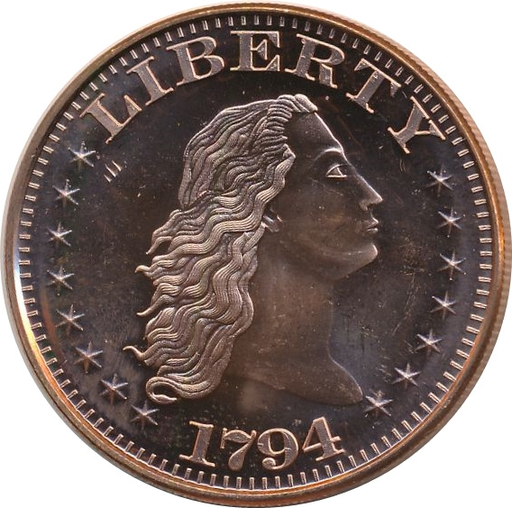 Flowing Hair Liberty 1 uncja Miedzi