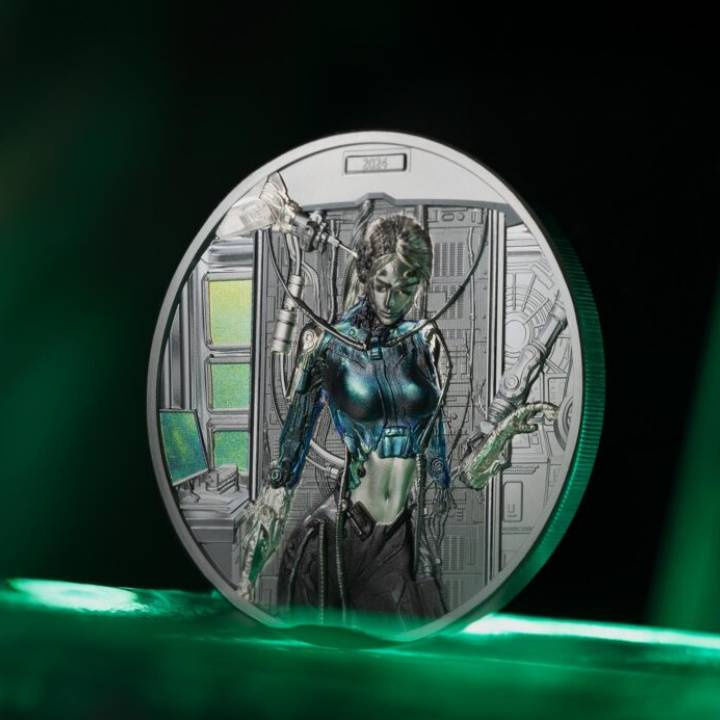 Islas Cook: Cyber Queen - Rebirth coloreado 3 oz Plata 2024 Negra Proof Ultra Alto Relieve
