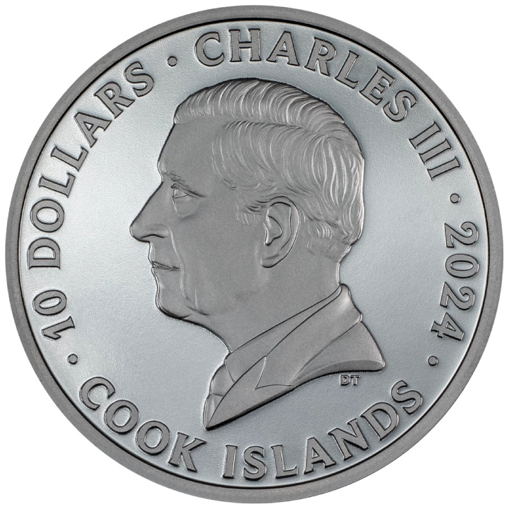 Cook-szigetek: The Journey Motorbike 2 uncia ezüst 2024 fekete Proof magas domborzat