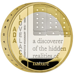 Ada Lovelace £2 plata dorada 2023 Proof Piedfort