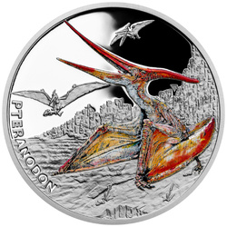 Niue : Monde préhistorique - Pteranodon coloré 1 argent 2023 Proof