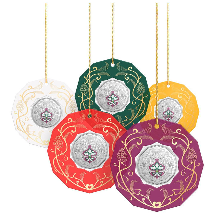 Christmas Decoration - Festive Floral kolorowany 50c Miedzionikiel 2025