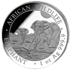 African Wildlife Elefante Somalí 1 oz plata 2026 Proof High Relief