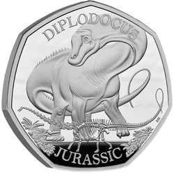 Dinosaurs: Iconic Specimens - Diplodocus 50p Silver 2024 Proof