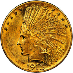 Indian Head 10 en or 1913