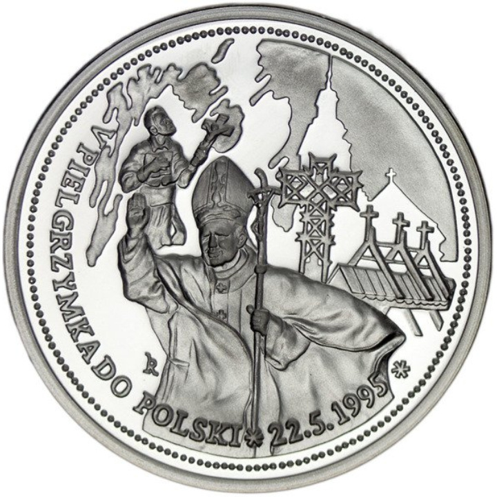Medaglia Giovanni Paolo II - V Pellegrinaggio in Polonia 22.5.1995 Argento Proof + certificato
