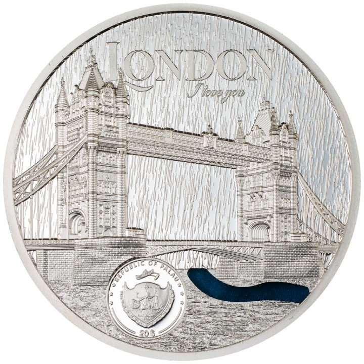 Palau: Tiffany Art Metropolis - London coloured 3 oz Silber 2023 Proof Ultra High Relief Coin