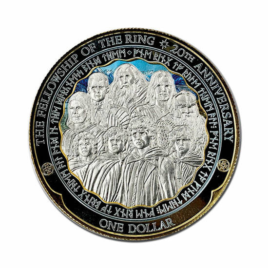 Niue: Il Signore degli Anelli: La Compagnia dell'Anello - 9 personaggi 20° anniversario del film 5 once d'argento 2021 Proof