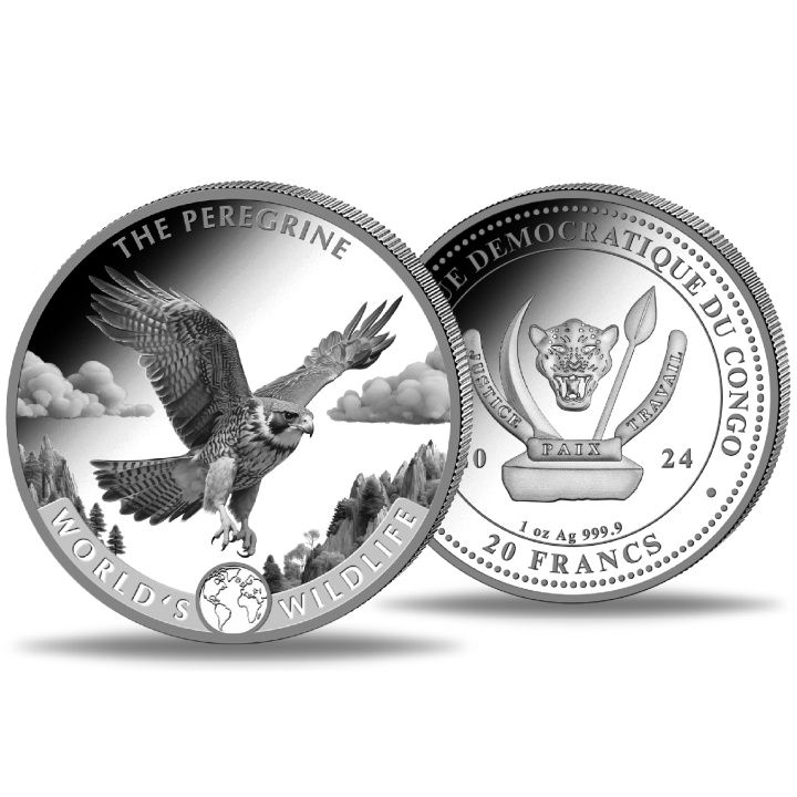 Congo: World‘s Wildlife - Peregrine Falcon 1 oz Silver 2024