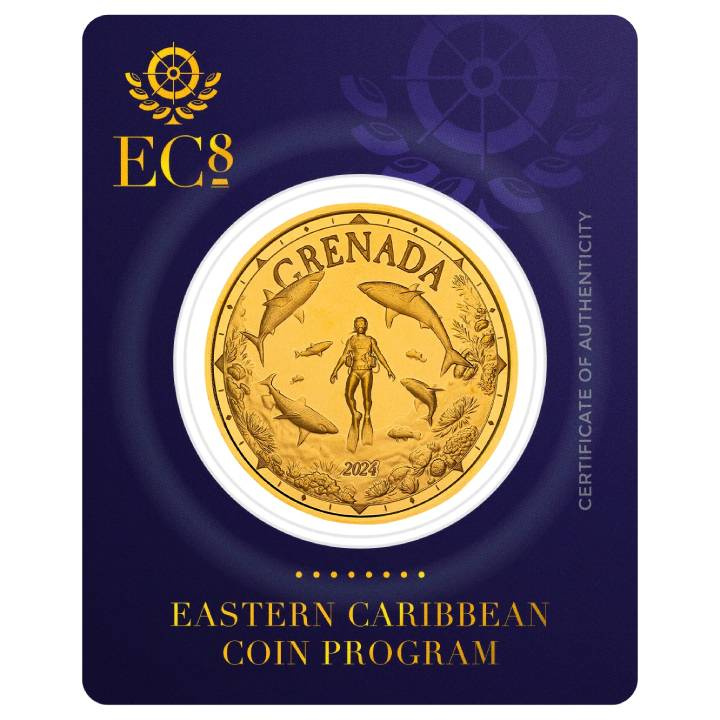 Grenada: Shark Diver – 1 Unze Gold 2024 Proof