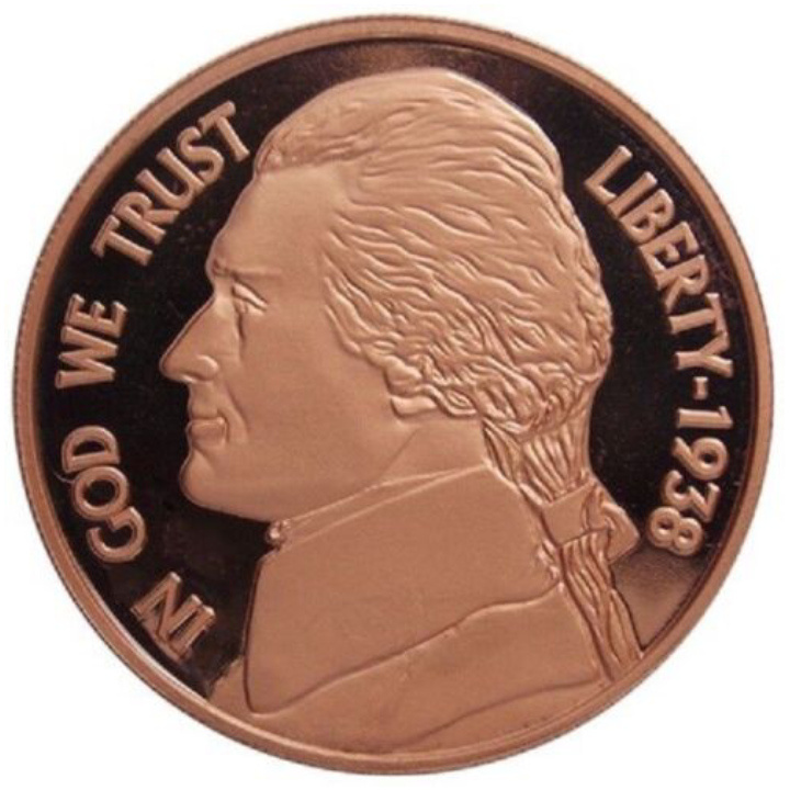 Jefferson Nickel 1 uncja Miedzi