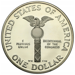 USA: 200° anniversario del Congresso 1 dollaro d'argento 1989