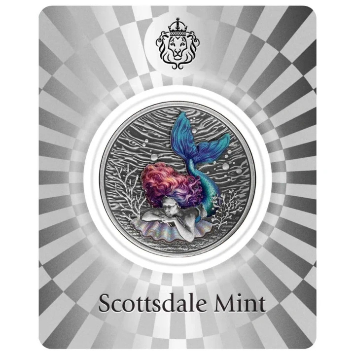 Silver Coin Mermaid Under the Sea Colorized 1 oz Silver 2026 Antiqued Coin