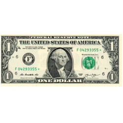 Banconota USA 1 dollaro (1 dollaro statunitense / 1 USD) con asterisco UNC