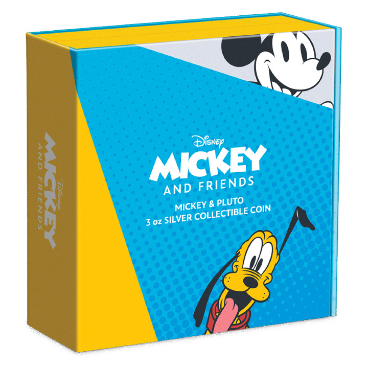 Niue: Disney Mickey & Friends - Mickey & Pluto colorato 3 once d'argento 2023 Proof