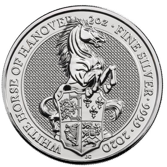 Les bêtes de la reine : Cheval blanc de Hanovre 2 onces d'argent 2020