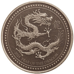 Samoa: Year of the Dragon 2 oz Silver 2024Antiqued Coin