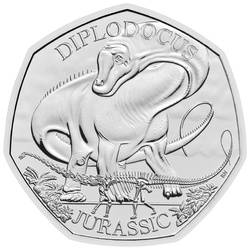 Dinosaures : spécimens emblématiques - Diplodocus 50 pence cuivre-nickel 2024
