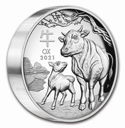 Lunar III: Rok Bawoła 5 uncji Srebra 2021 Proof High Relief