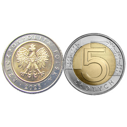 Nationalbank Polens PLN 5 aus dem Münzsack Münze (100 Stück) von 2025 UNC