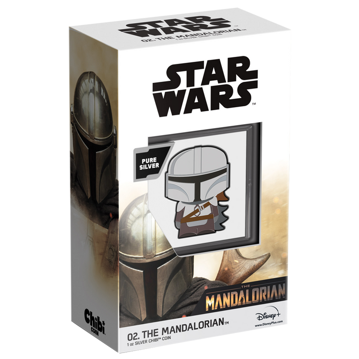 Niue: Star Wars - The Mandalorian Chibi Coin colorata in argento da 1 oncia, 2021, Proof