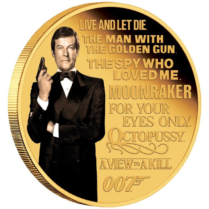 Tuvalu: James Bond Legacy 2a emissione - Roger Moore colorato 1/4 oncia d'oro 2023 Proof