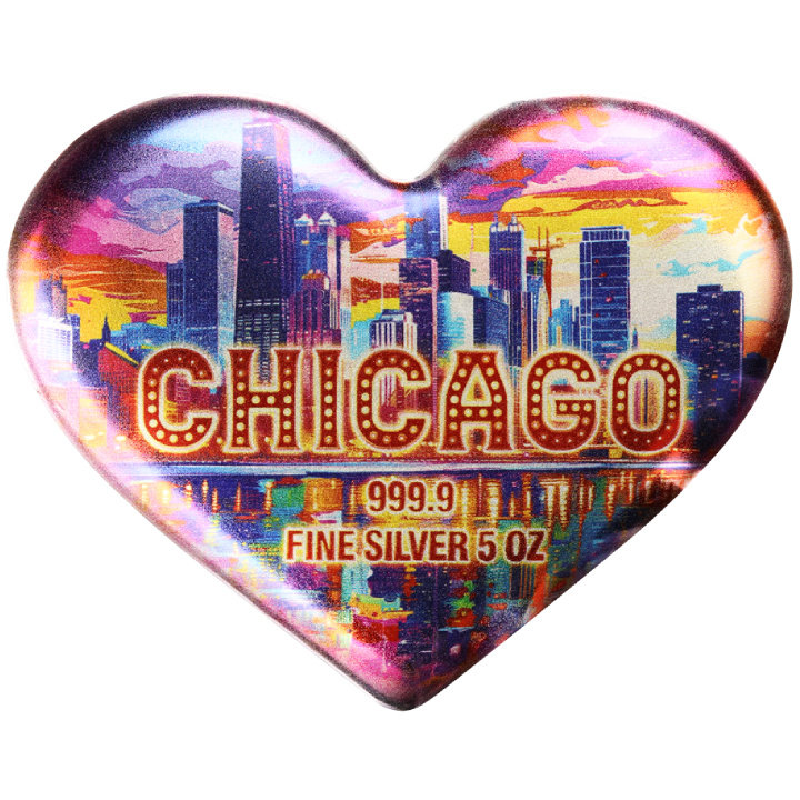 Germania Mint Bar: Chicago Heart ANA Edition színes 5 uncia ezüst 2024