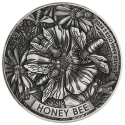 Honey Bee 2000 gramów Srebra 2024 High Relief Antiqued Coin