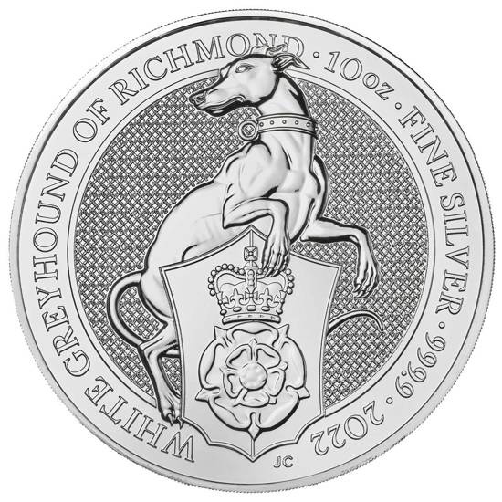 The Queen’s Beasts: White Greyhound of Richmond 10 oz Silver 2022