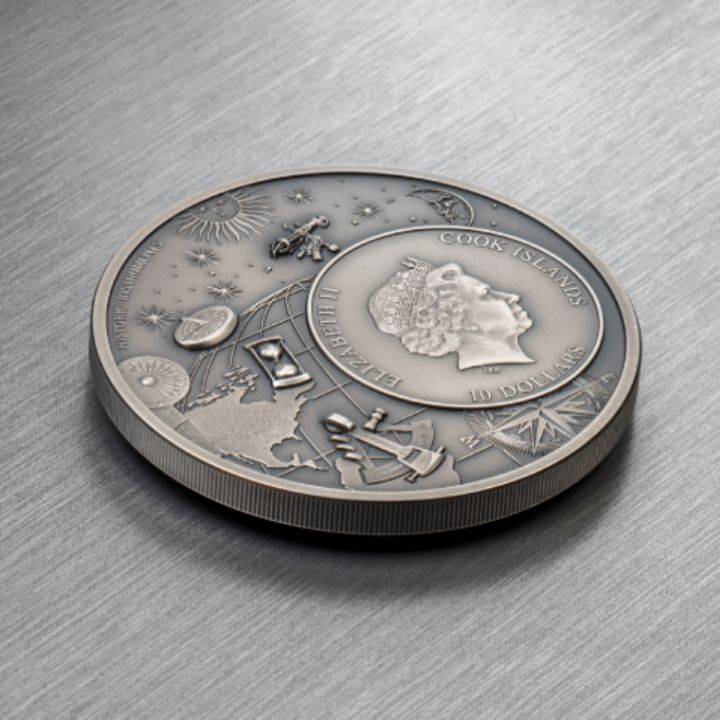 Cook Islands: Historic Instruments – Astrolabe 2 uncje Srebra 2023 Ultra High Relief Antiqued Coin