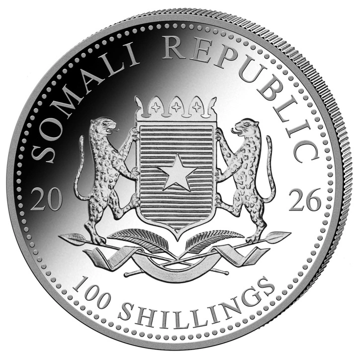 Somalia: African Wildlife - Elephant Gilded 1 oz Silver 2026