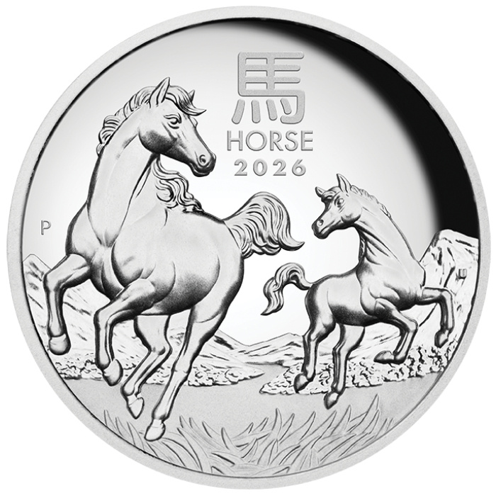 Perth Mint: Lunar III - Rok Konia 1 uncja Srebra 2026 Proof High Relief