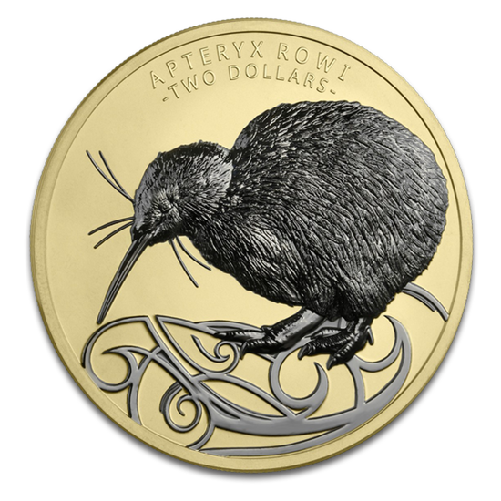 Kiwi (złoto i ruten) 2 uncje Srebra 2020 High Relief