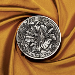 Abeille 2000 grammes d'argent 2024 Pièce antique à haut relief