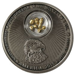 Nevada Gold & Silver Rush 1 uncia ezüst 2019 Antik felületű Proof