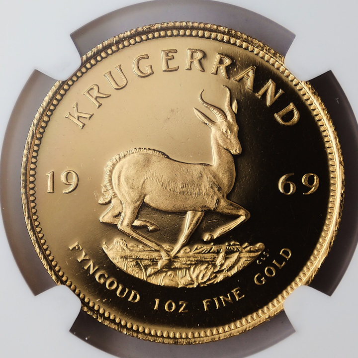 Krugerrand 1 oncia d'oro 1969 Proof PF68 Ultra Cameo