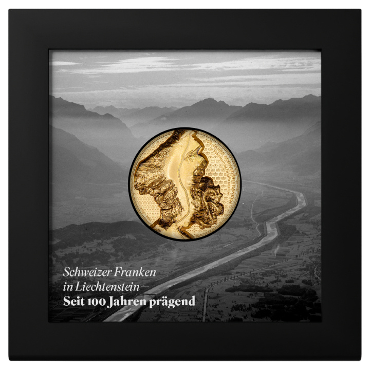 Liechtenstein: 100 years of the Swiss Franc in Liechtenstein 1 oz Gold 2024 Silk Coin