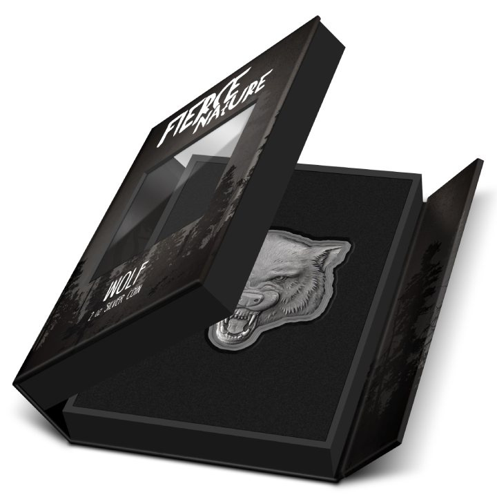 Niue: Fierce Nature - Wolf 2 once d'argento 2023 Antique Finish