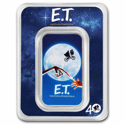 Niue: E.T. colorata - 40° anniversario del film 1 oncia d'argento 2022 Movie Poster Coin Slab