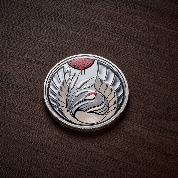 Srebrna Moneta Canada: Clan Animals - Sandhill Crane kolorowany $15 Srebro 2026 Proof