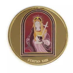 Set 14 monede Via Dolorosa colorată aurită Bronz 2016 Prooflike