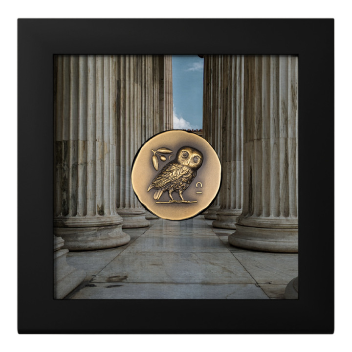 Cook Islands: Athena’s Owl Gold 1 oz Gold 2023 Ultra High Relief Antiqued Coin