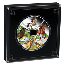 Set of 4 Coins Tuvalu: Year of the Horse Quadrant Coloured 4 x 1 Ounce Silver 2026 Proof