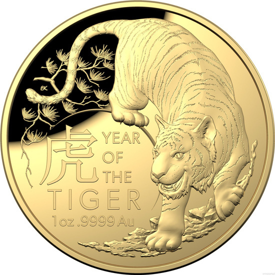 Lunar: Anno del Tigre 1 oncia d'oro 2022 Proof