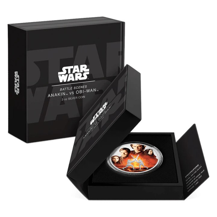 Niue: Star Wars Battle Scenes - Anakin vs. Obi-Wan coloured 3 oz Silver 2022 Proof