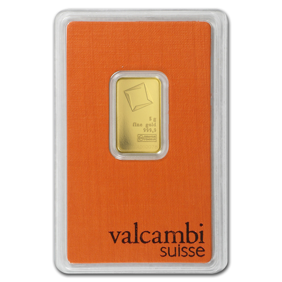 Lingot Valcambi de 5 grammes d'or LBMA GD Refiner