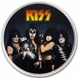Niue: KISS 50th Anniversary coloreada 1 oz Plata 2023 Slab