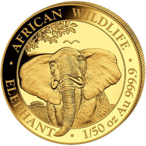 African Wildlife: Somalia Elephant 1/50 oz Gold 2021